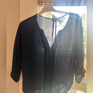 Navy Aritzia Babaton 100% silk shirt